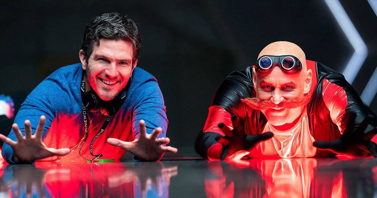 Режиссер фильма «Соник 3 в кино» Джефф Фаулер и Джим Керри. Фото: Paramount Pictures / SEGA