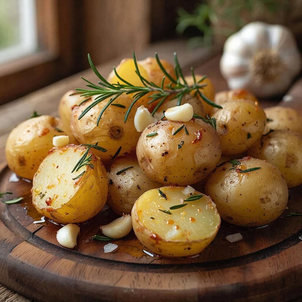 Картофель по-деревенски с чесноком и розмарином