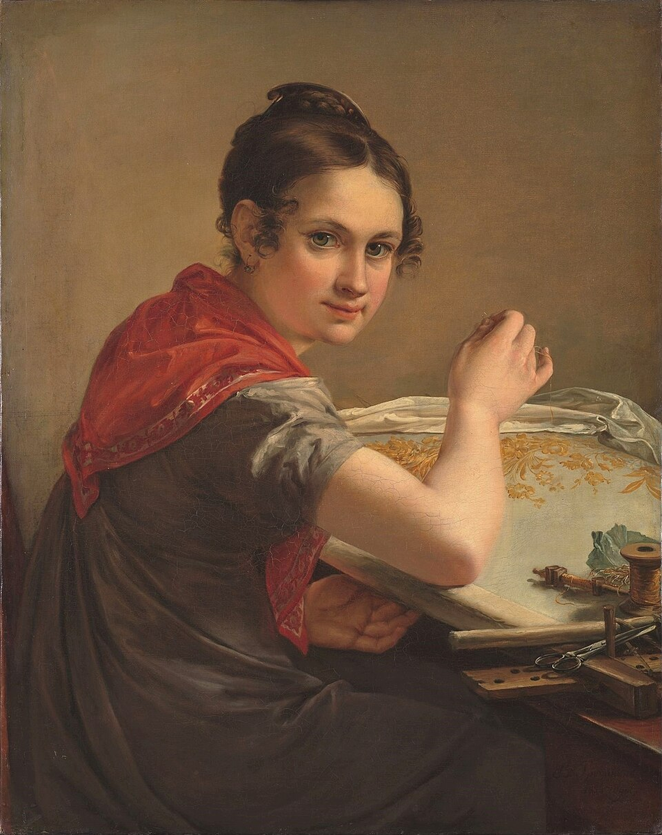 В. А. Тропинин. Золотошвейка. 1826. Холст, масло