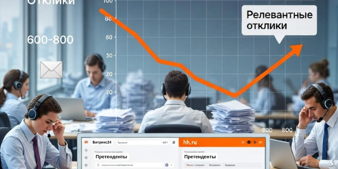 Как обработать 1000 откликов с hh.ru в день без хаоса в Битрикс24 — реальный кейс 2026 года