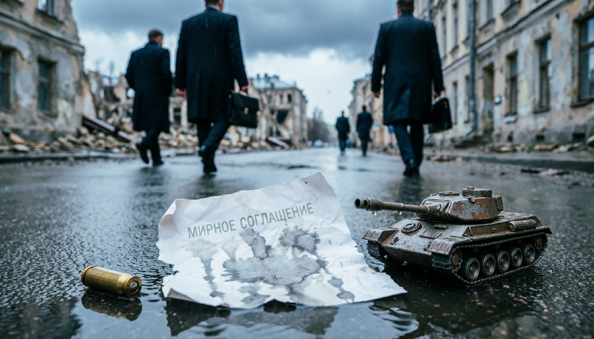 Картинка-метафора "Мира хотят не только лишь все". ИИ. 2026 год