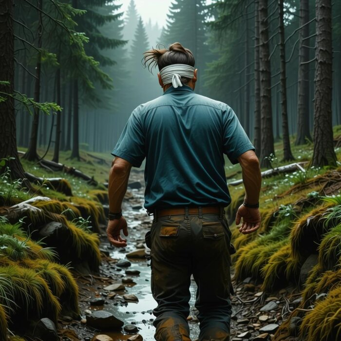   Избитый, искалеченный человек сумел сбежать из рабства / изображение сгенерировано нейросетью flyvi.io