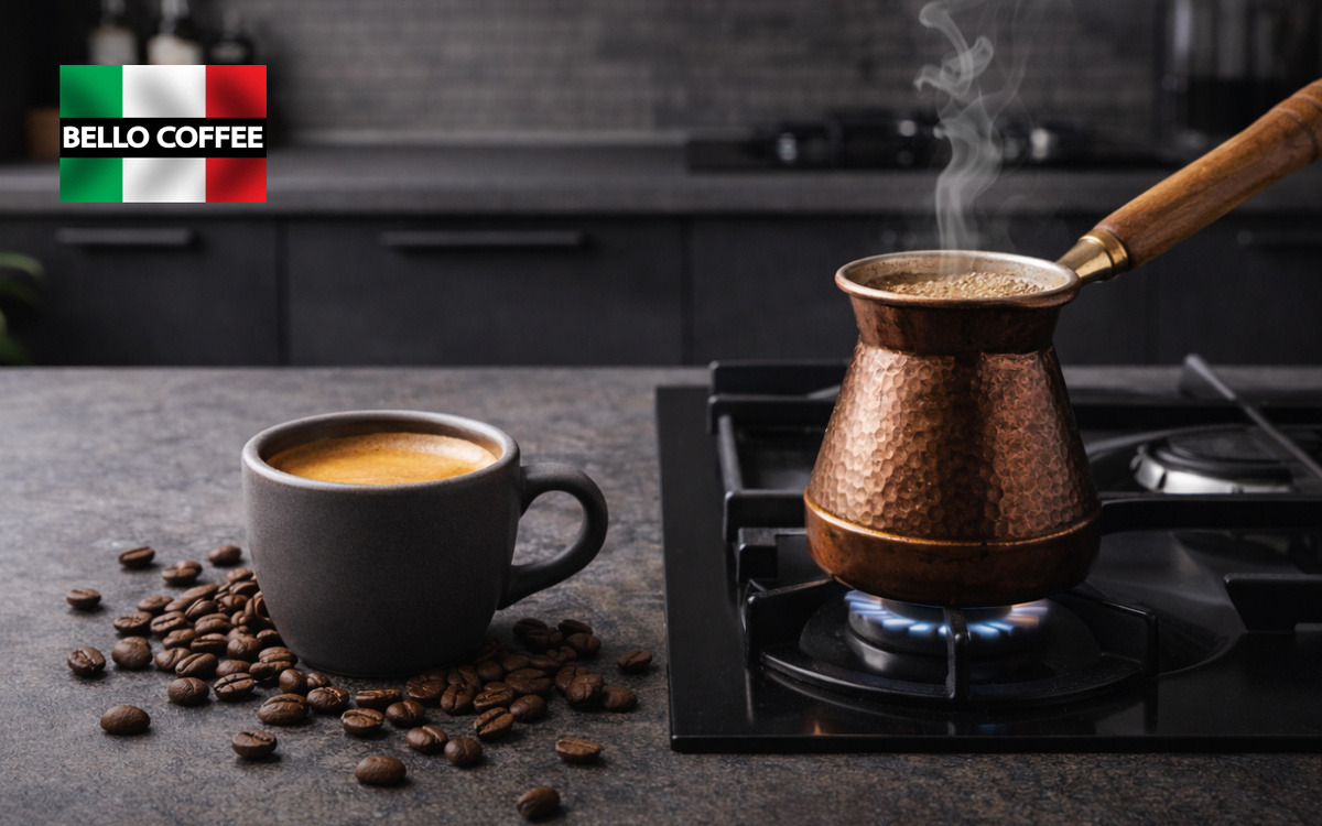 Если вы цените в кофе бодрость, насыщенность и классический строгий характер - выбирайте метод заваривания в турке и зерна Bello Coffee в итальянской обжарке.