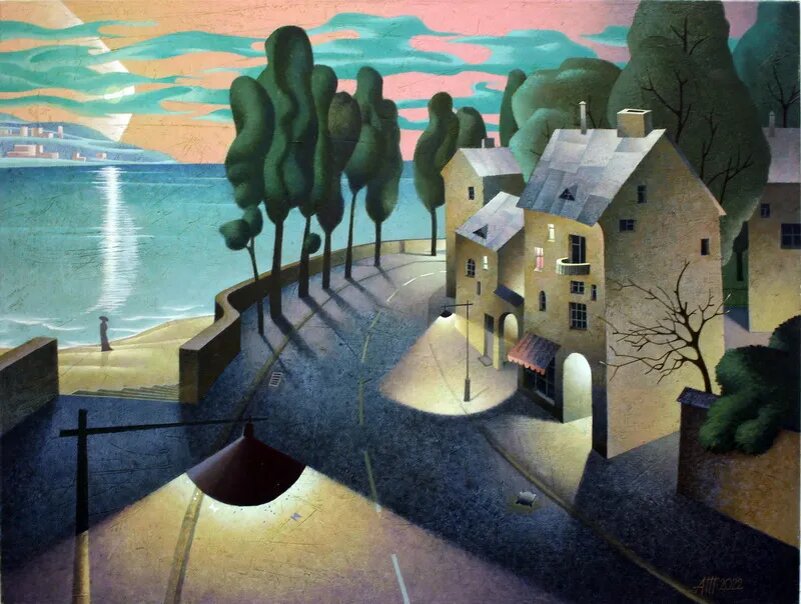 © Александр Тринеев. Закат на побережье. Холст, акрил. 60 х 80см. 2022. 