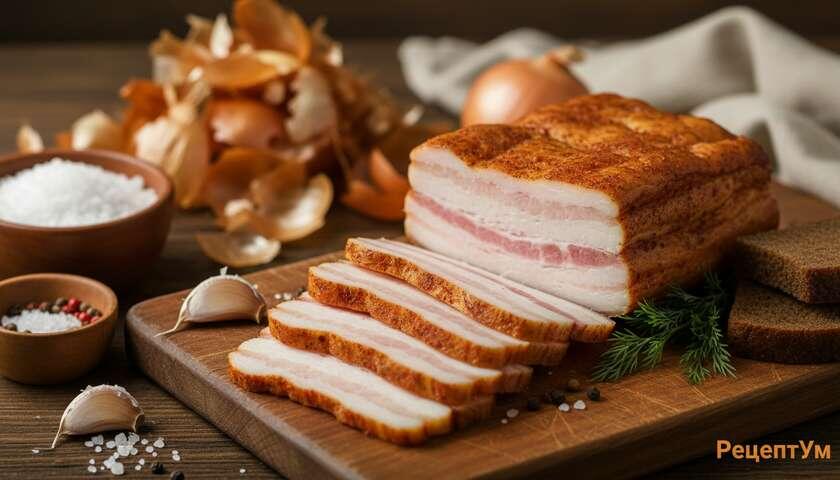 Сало в луковой шелухе: бабушкин рецепт с ароматом копчёного