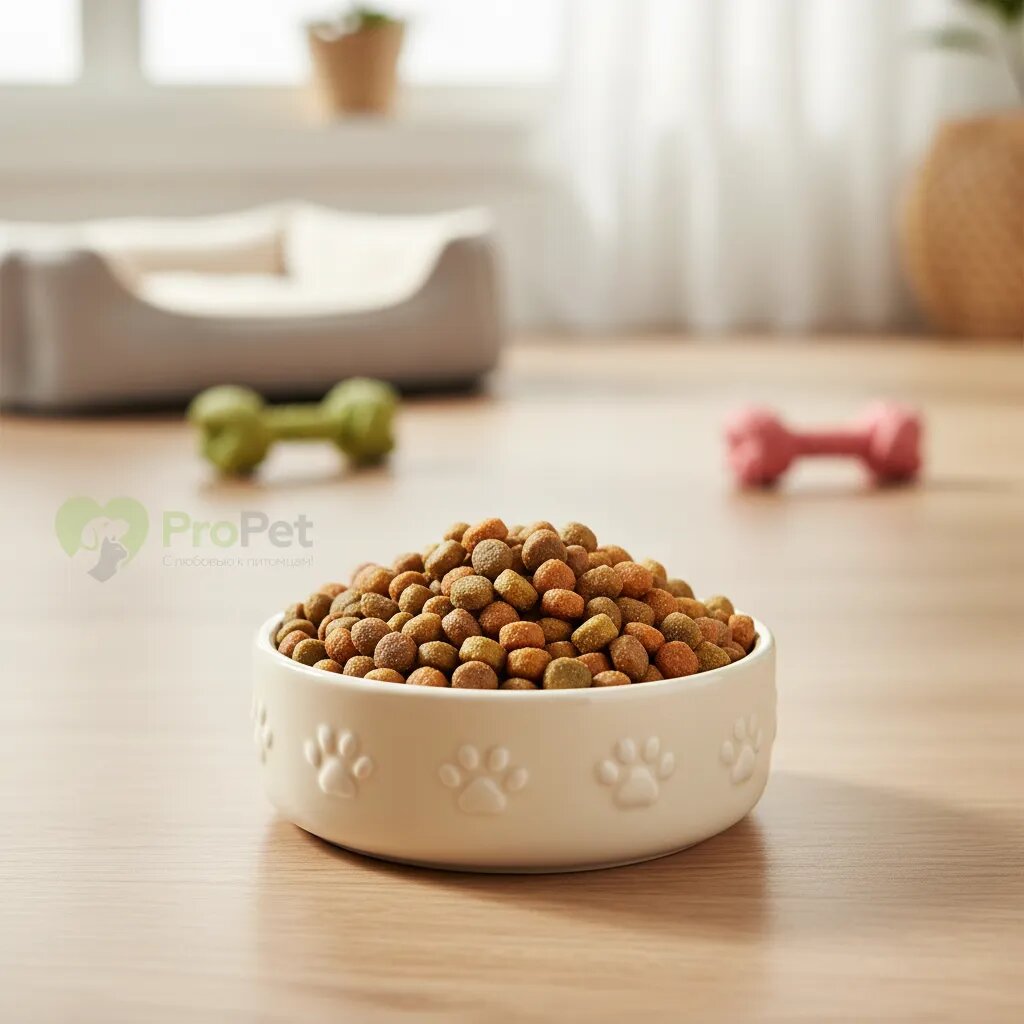 Миска с сухим кормом для собак мелких пород