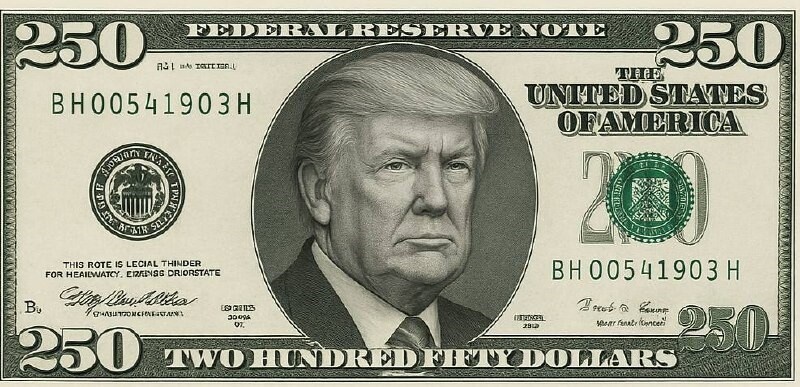 Hypothetical $250 bill featuring Donald Trump