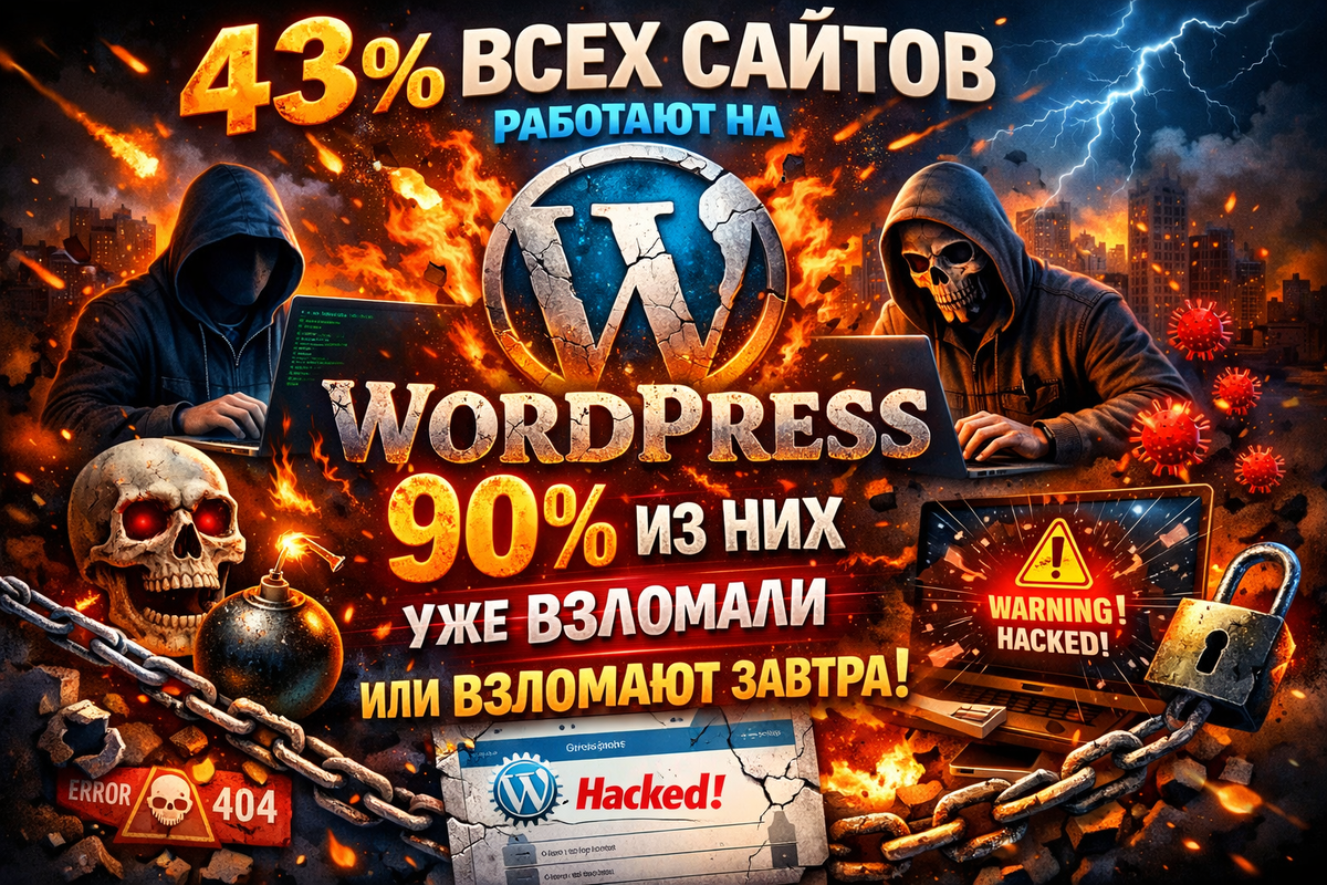 43% всех сайтов работают на WordPress. 90% из них уже взломали