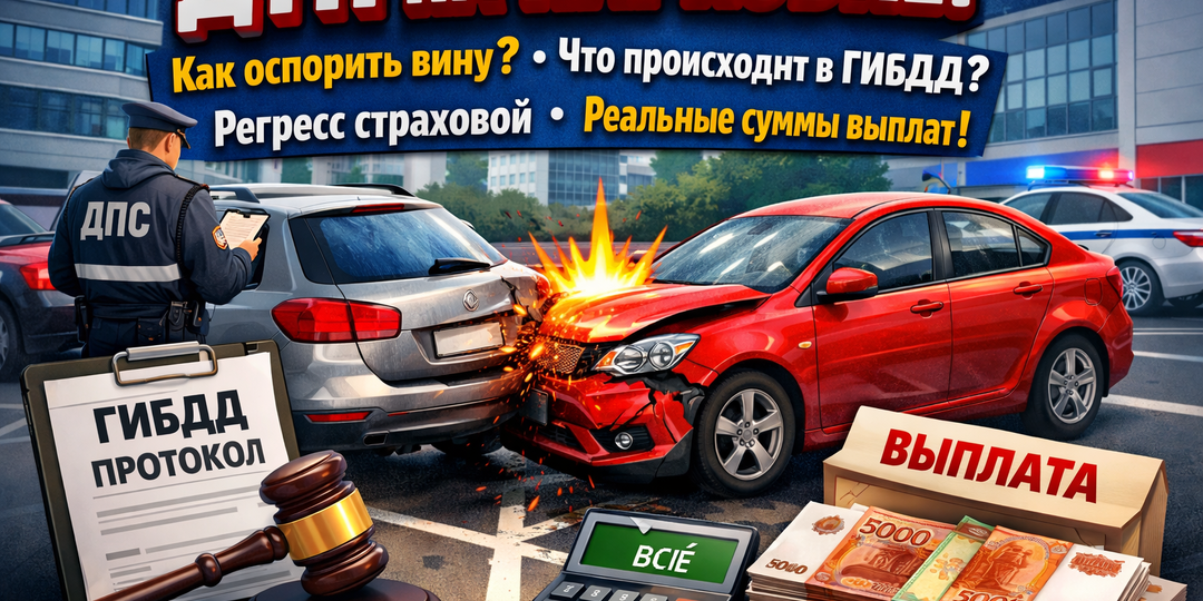 🚗 ДТП на парковке: как оспорить вину, что происходит в ГИБДД, регресс страховой и реальные суммы выплат