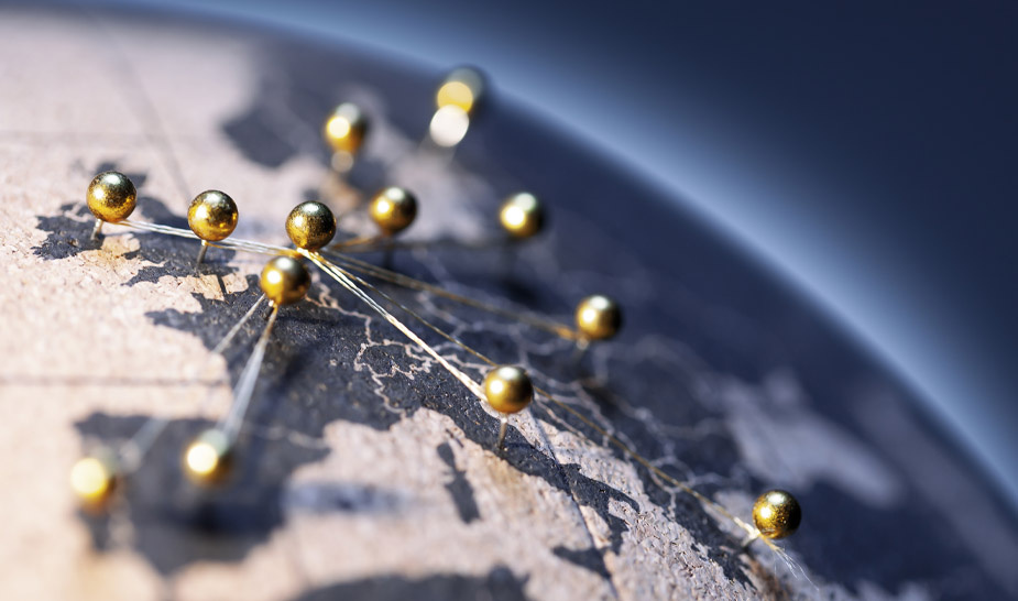 Карта мира с отметками 