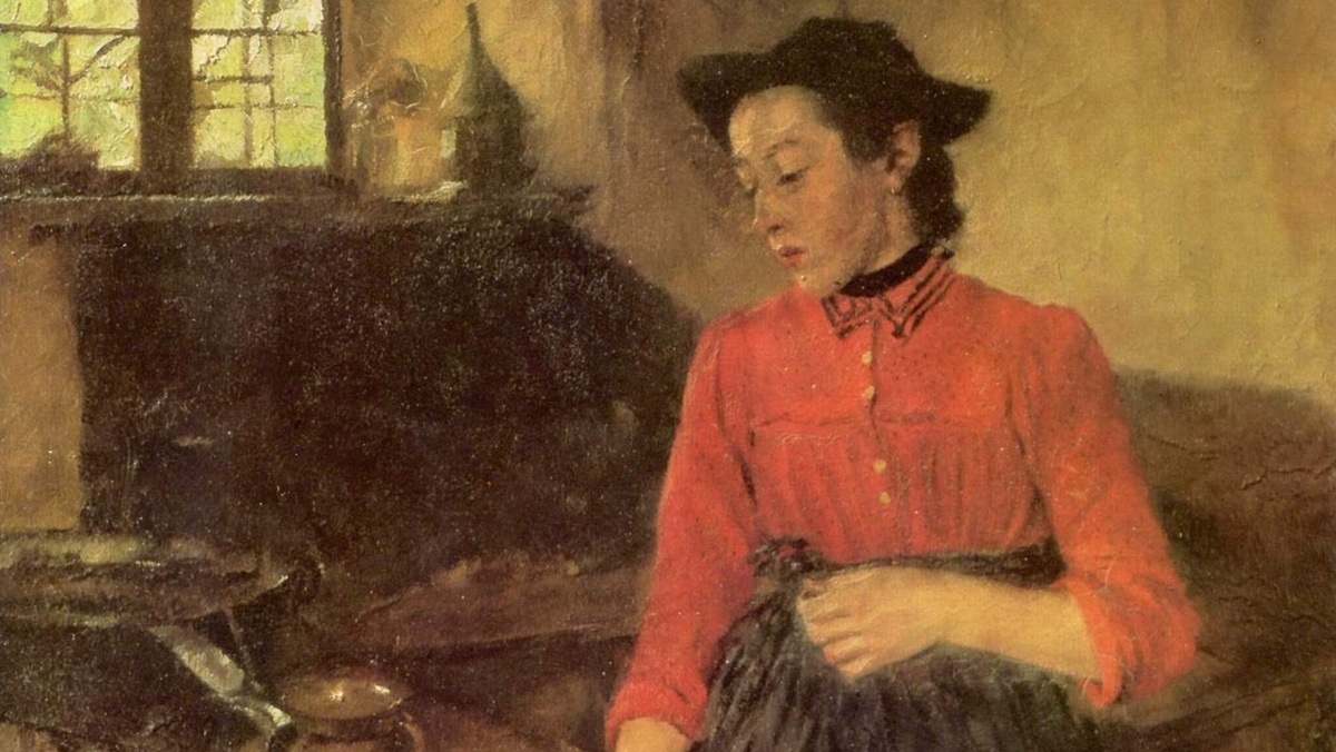     Лейбль Вильгельм Мария Хубертус. Девочка у печки. 1895