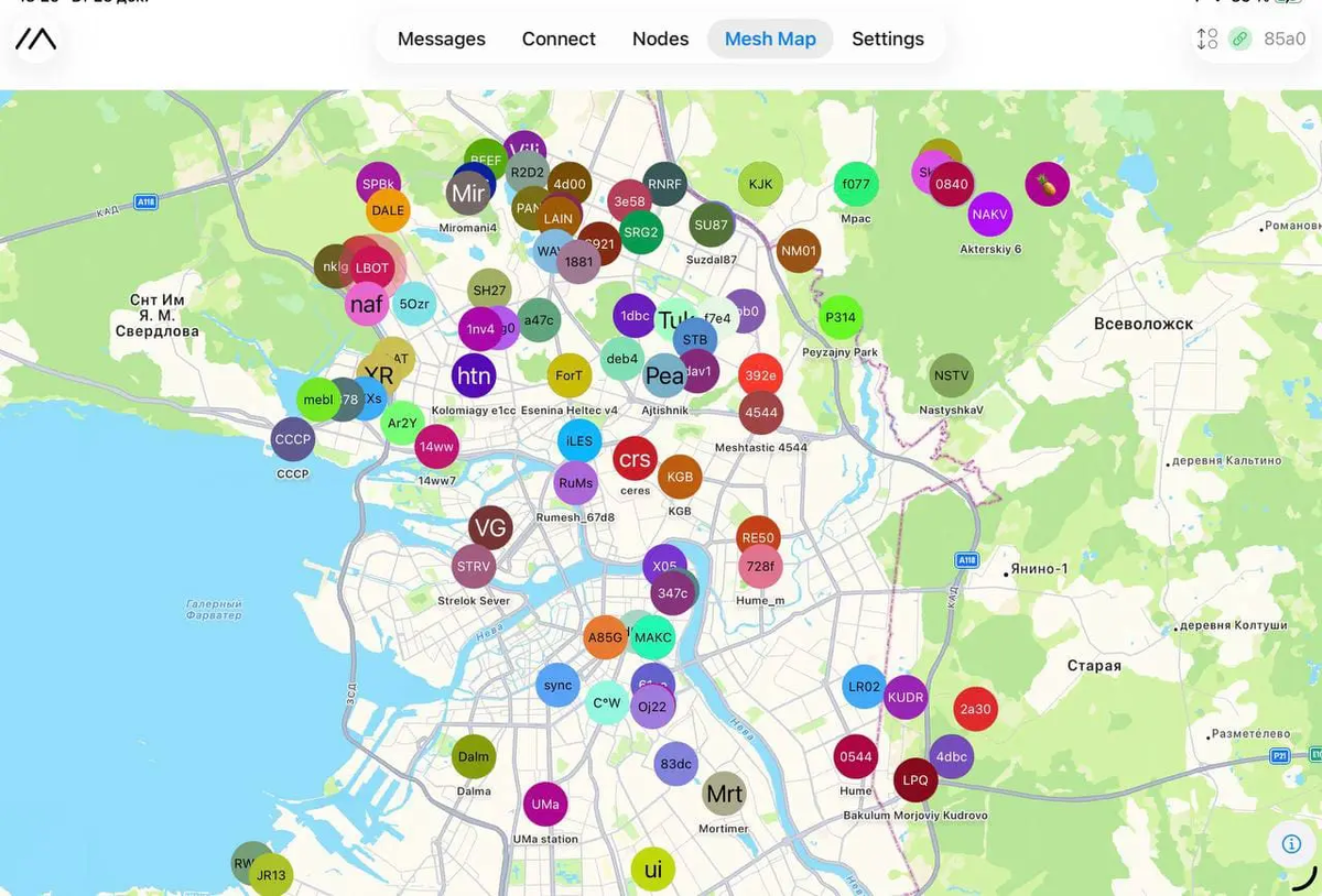 Видимые ноды в пределах пяти хопов
