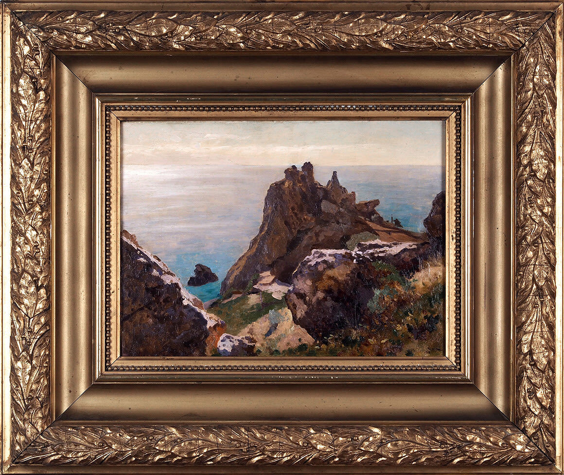 Скала Пушкина Гурзуф, 1906 г., холст, масло, 35,3 х 48,5 см. Источник: https://hammerprice.artsreda.ru