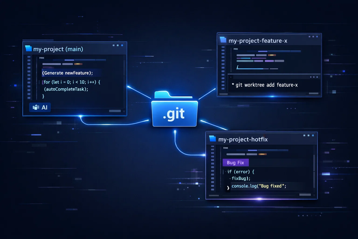 Схематичная иллюстрация Git Worktree