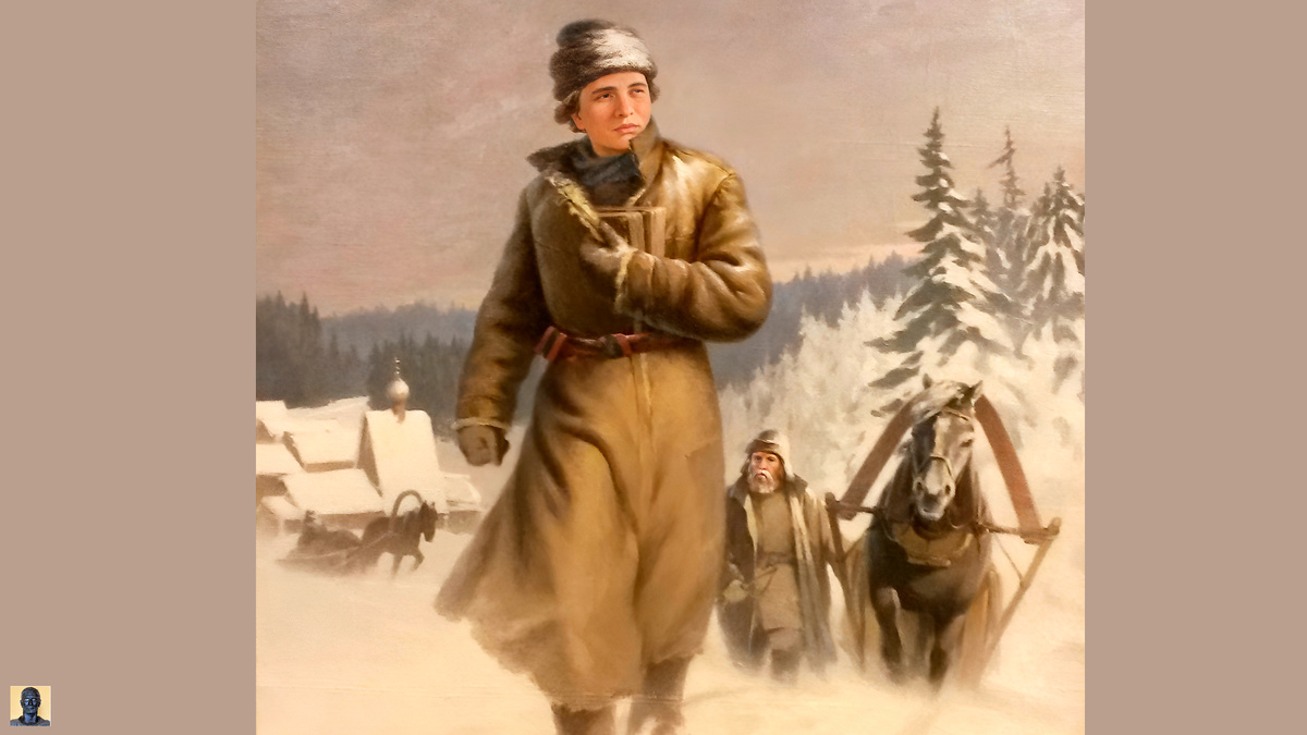 Картина Н. И. Кислякова. «Юноша Ломоносов на пути в Москву». 