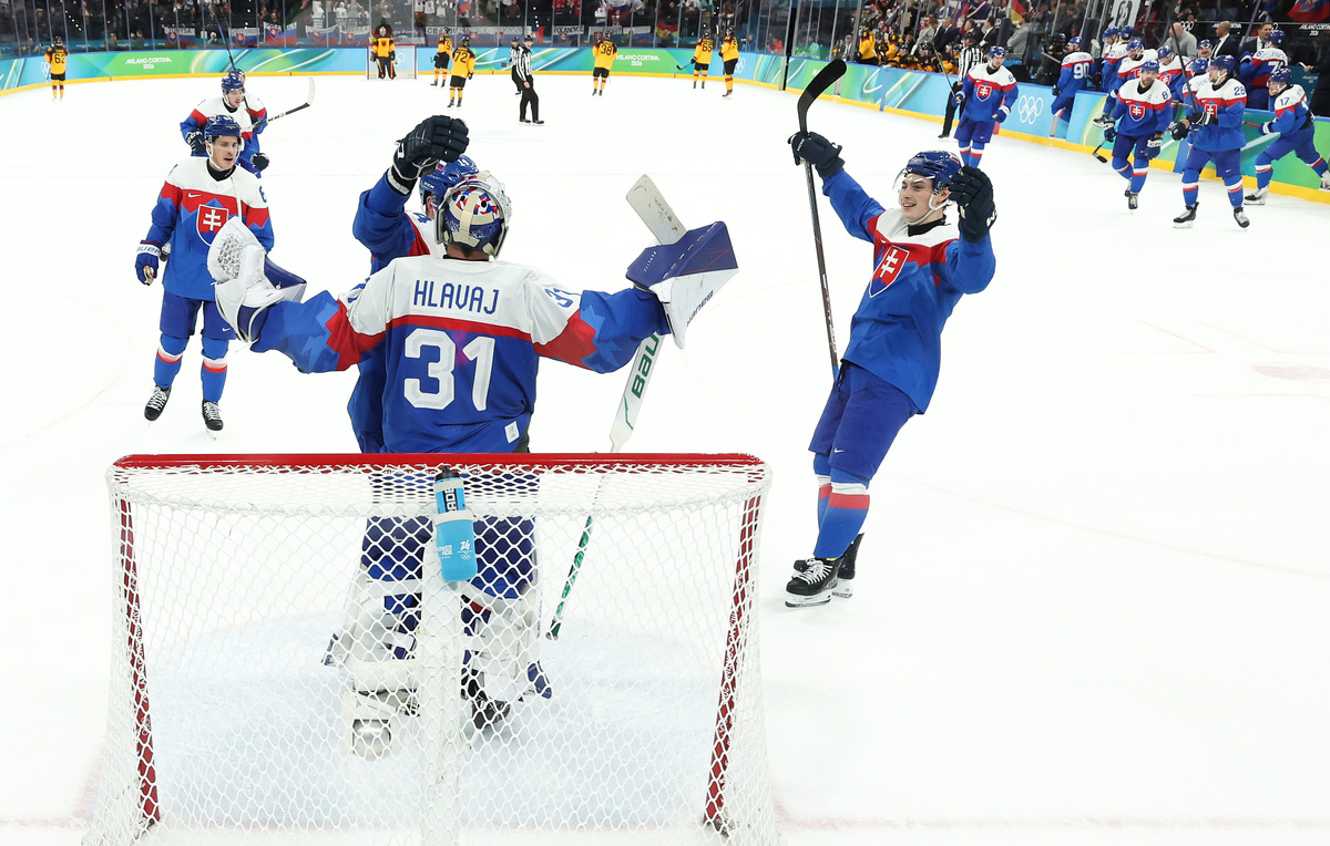    Хоккеисты сборной Словакии  Bruce Bennett/Getty Images