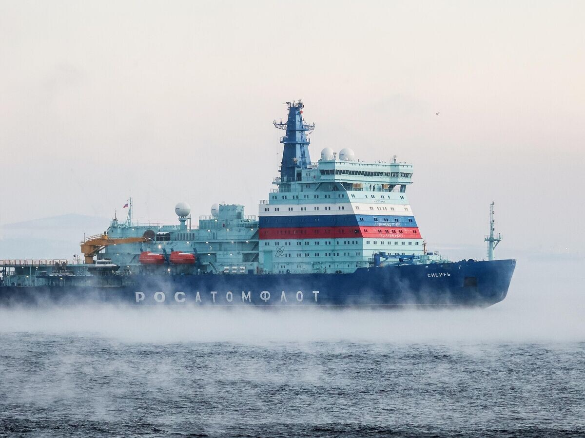    Атомный ледокол проекта 22220 "Сибирь" в Кольском заливе во время движения к порту приписки в Мурманск | © РИА Новости / Павел Львов