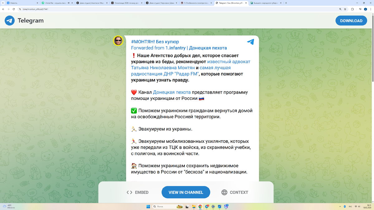 телеграм-канала "Монтян без купюр"