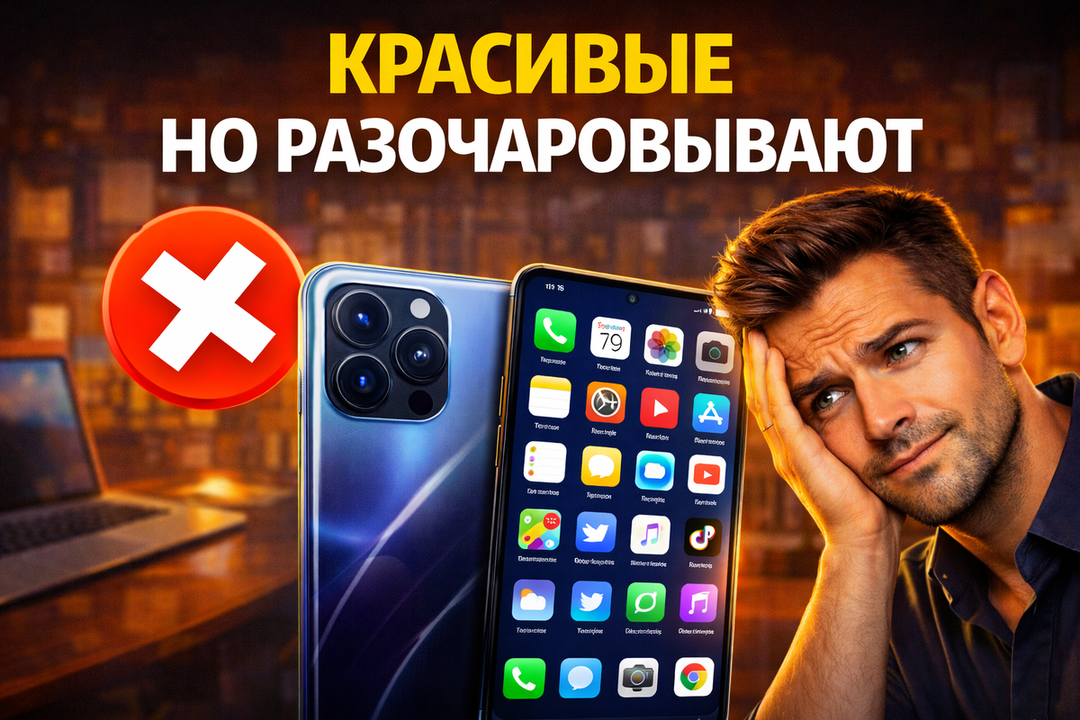 Красивые смартфоны, которые подводят: стильный дизайн скрывает слабую камеру, короткую батарею и лаги. Топ разочарований 2026.
