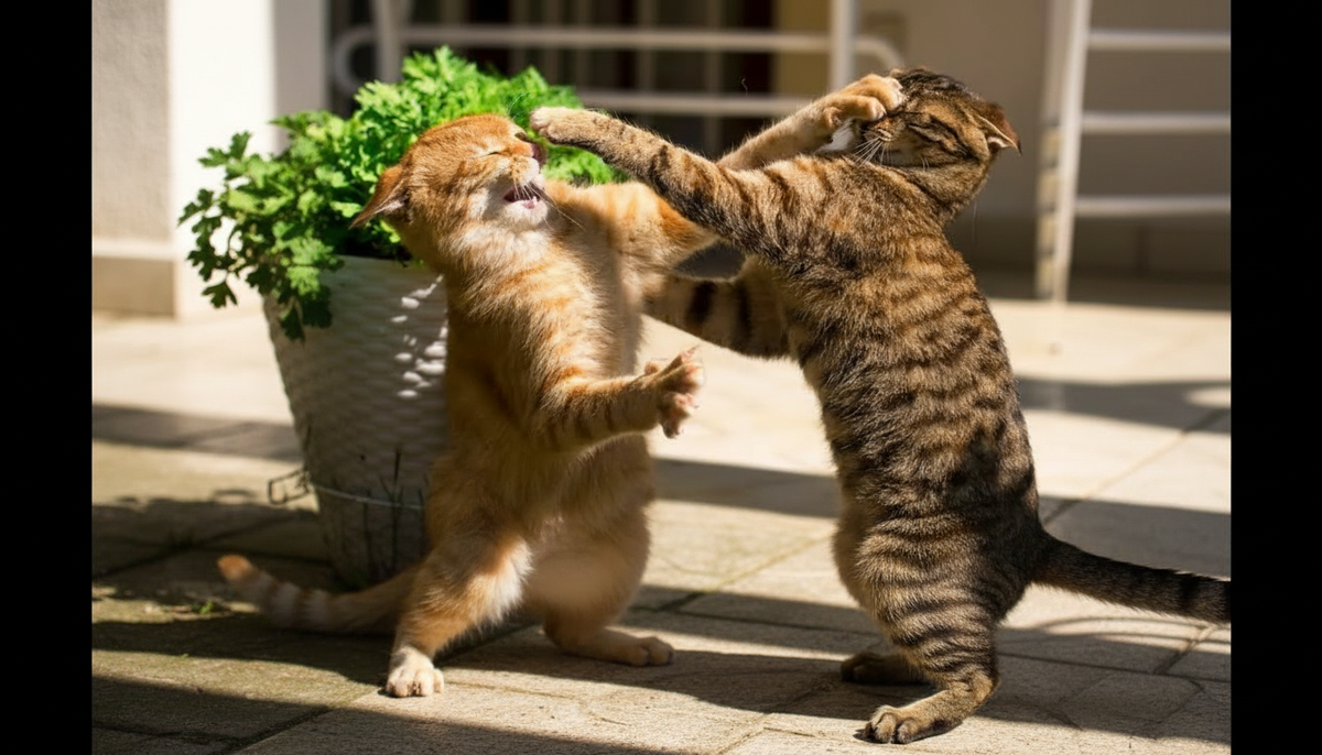 Для "нормального" знакомства кошек, необходимо набраться терпения