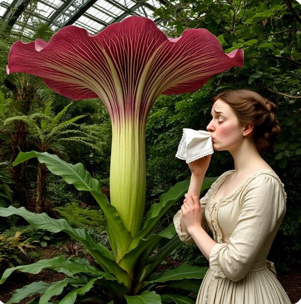 1е в истории цветение аморфофаллуса в окультуренном виде произошло в Королевском ботаническом саду Кью 22 июня 1889 года — событие, которое вызвало настоящий ажиотаж в викторианской Англии