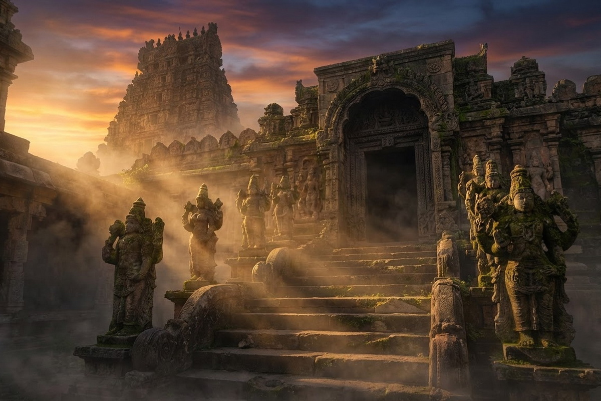 Самые загадочные храмы Индии - мистический храм с оживающими статуями на закате