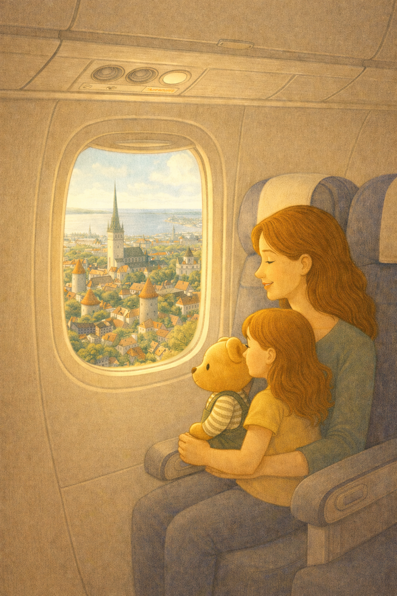 Самолет летит над Таллинном