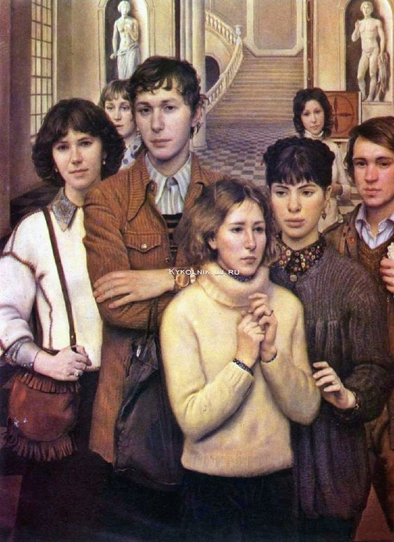 В музее. Молодежь 1980-х. Художница Татьяна Федорова, 1981 год.