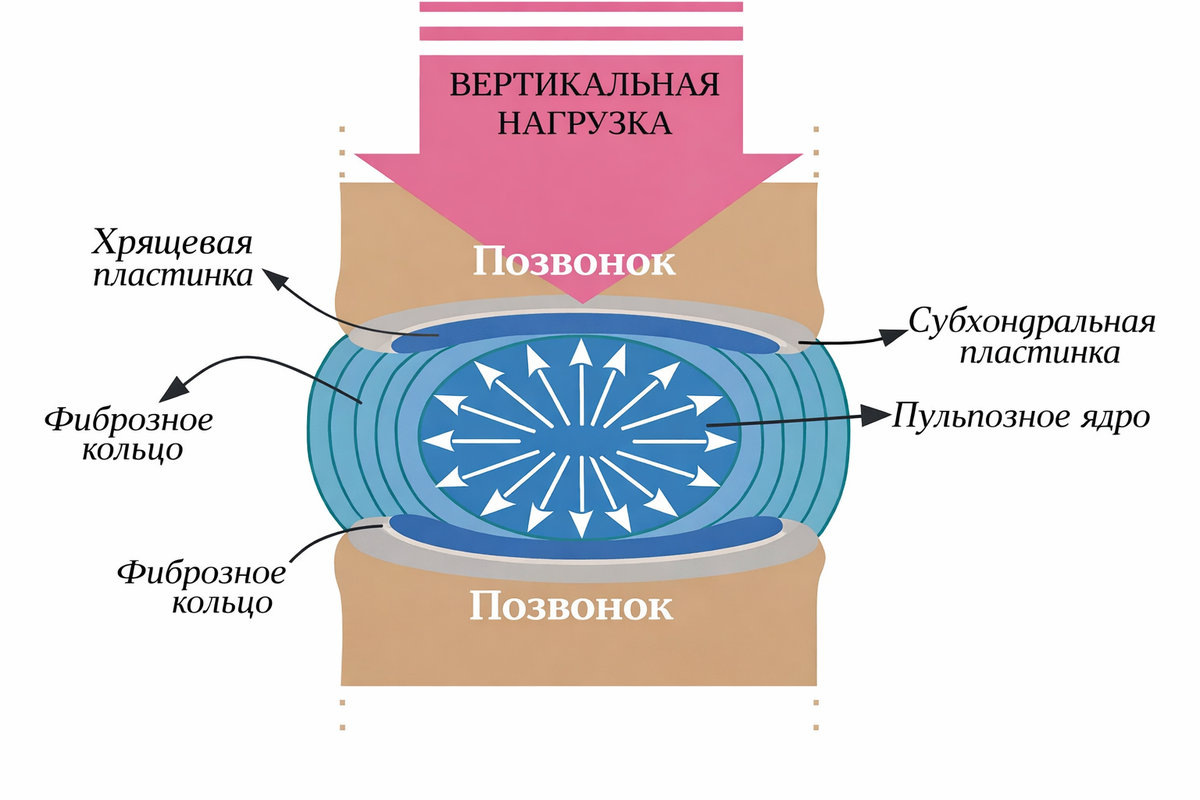Анатомия межпозвоночного диска под нагрузкой