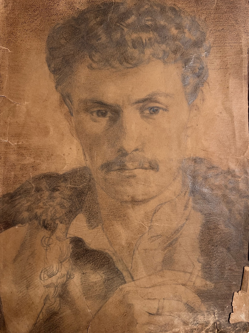 На фото: Портрет Михаила Лезгинцева сделанный в ссылке, автор неизвестен.