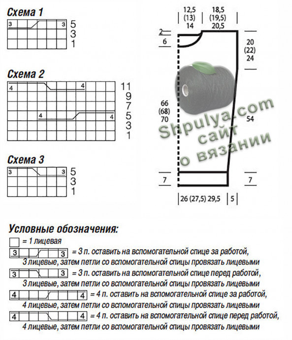 Выкройка и схема вязания пуловера