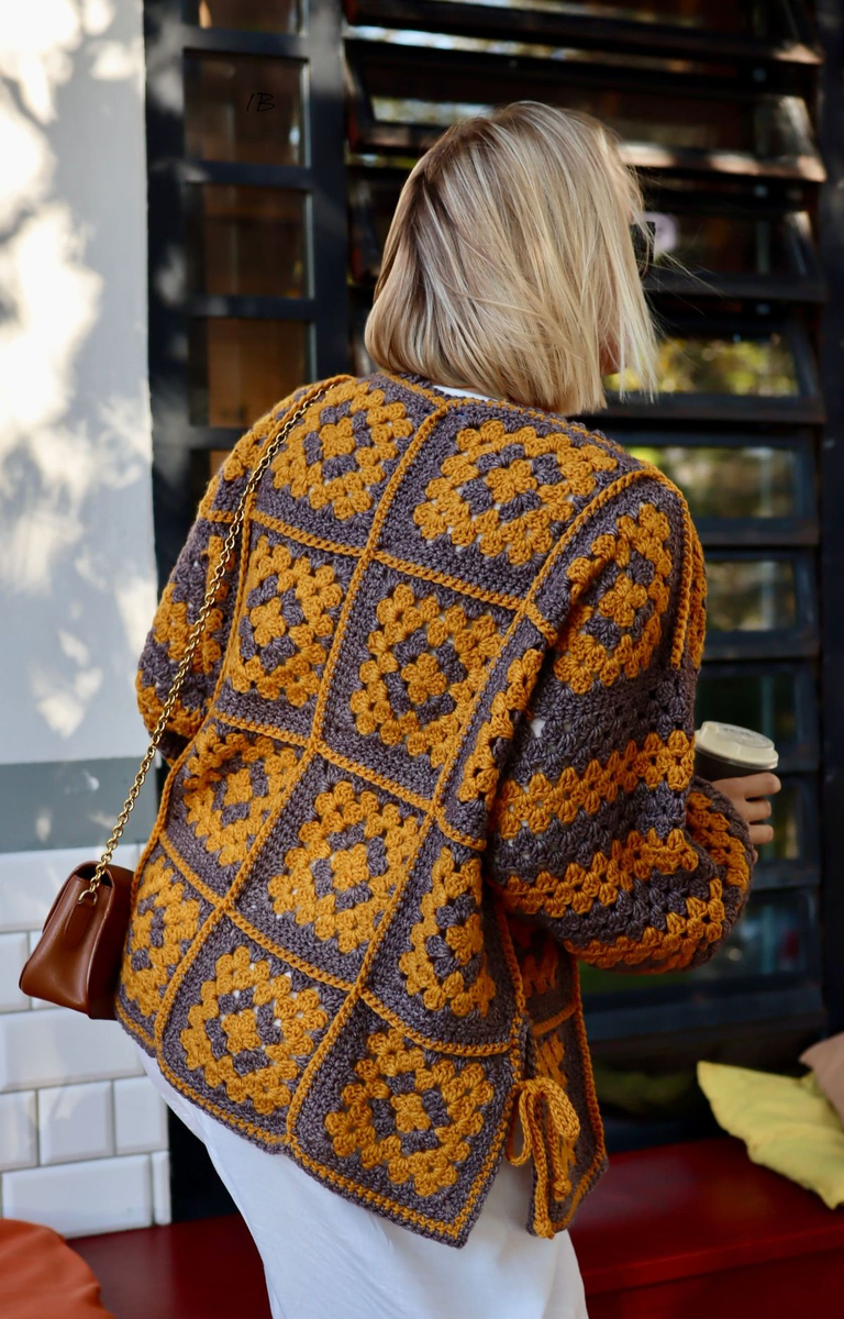 кардиган из бабушкиного квадрата крючком