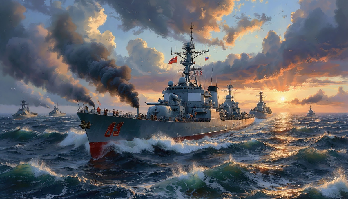 Крупная группировка проводила учения в Баренцевом море.