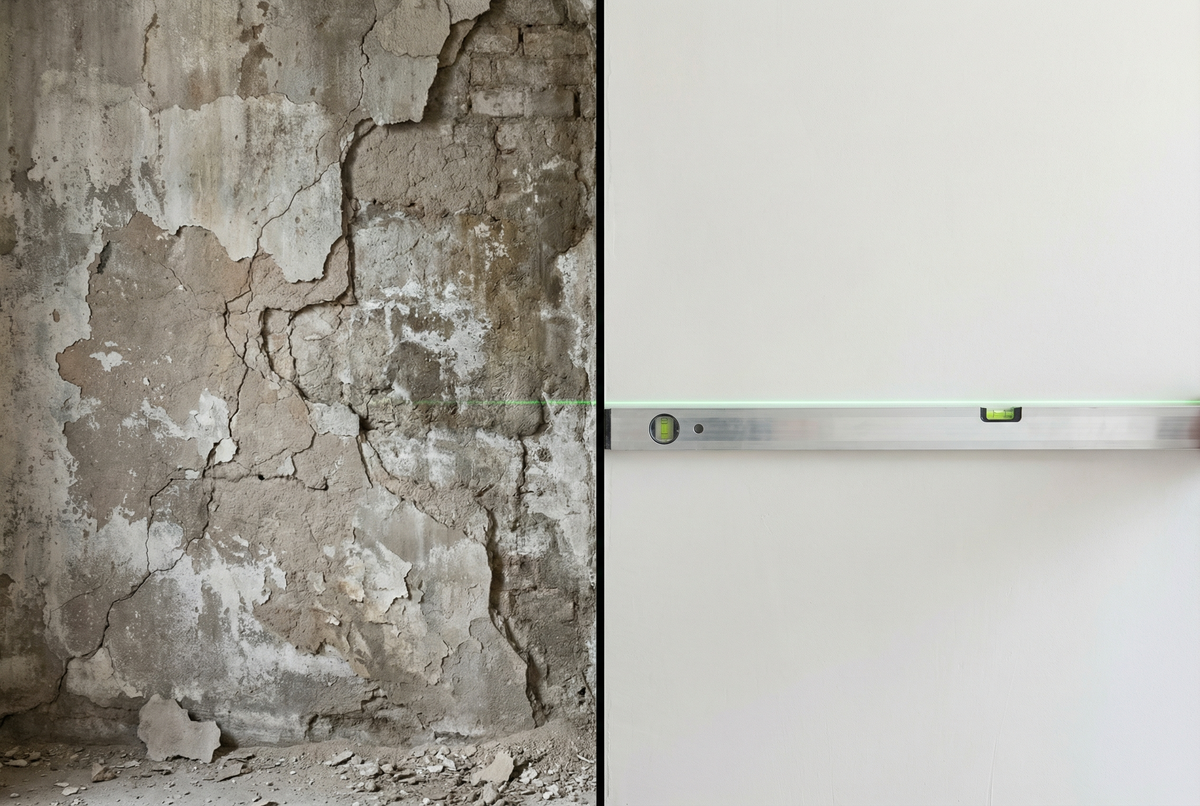 Кривые стены – боль всего ремонта! 3 ошибки, из-за которых штукатурка отвалится (и как мы делаем её идеальной)