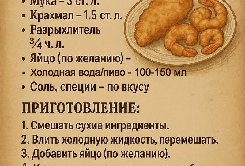 Вкуснейший кляр: Золотистая корочка, приятный хруст, нежная серединка...