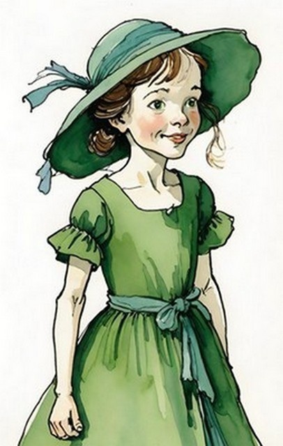 девочка в зеленом платье