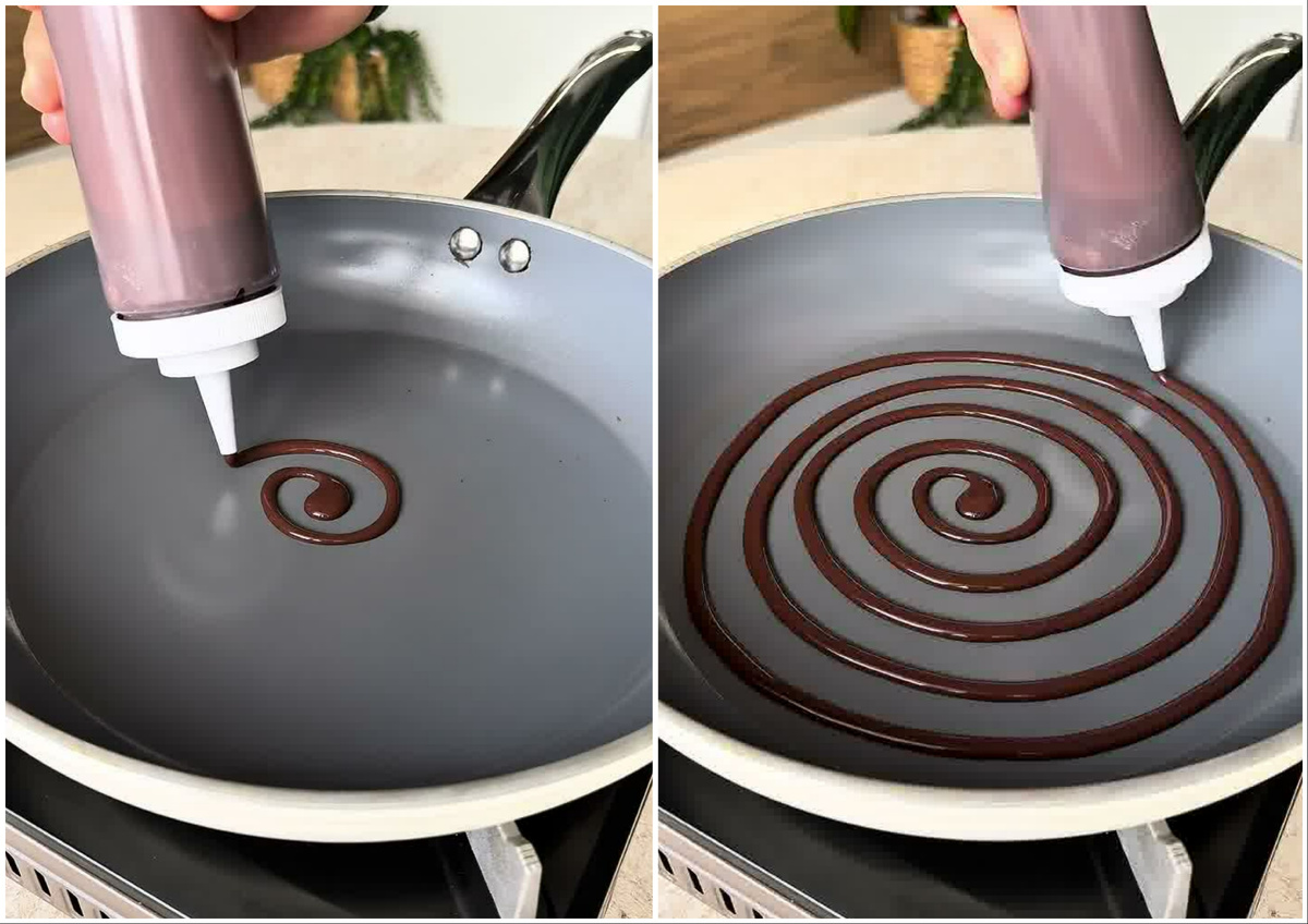 📸 Рисуем полоски на сковороде.