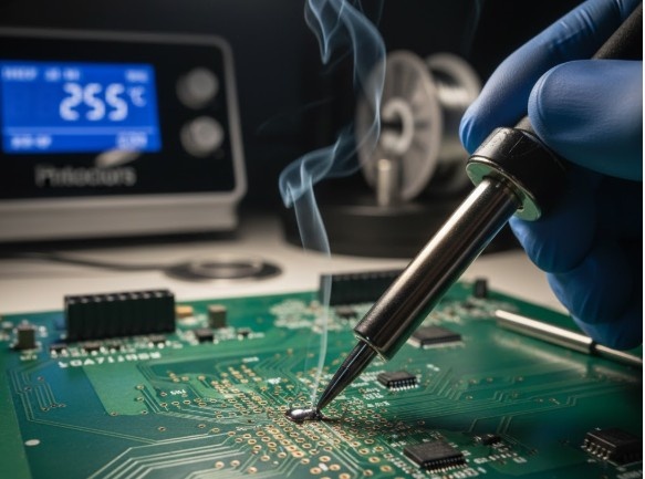 Многие руководства советуют сначала греть площадку, а потом подавать припой. Мы рекомендуем другой подход, который обеспечивает максимальную теплопередачу и минимальный риск перегрева — добавляйте припой и грейте место пайки одновременно.