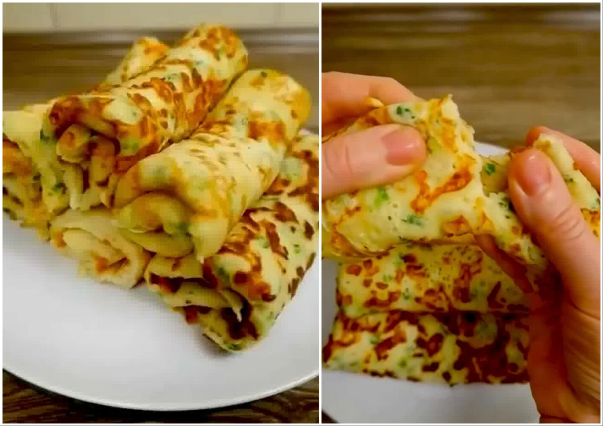 📸 Готовые блинчики сворачиваем в рулетики.