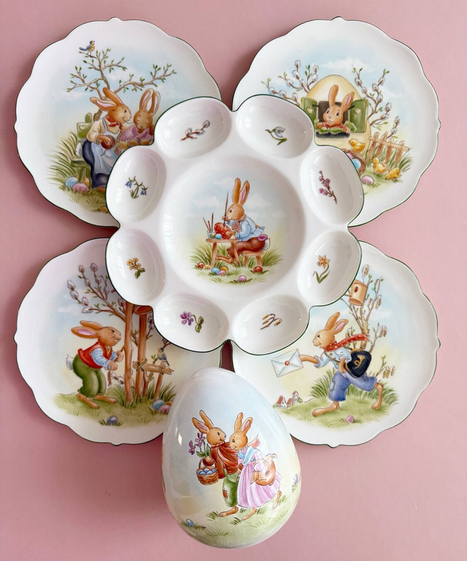 Набор посуды - тарелки, блюдо для яиц и декоративное яйцо