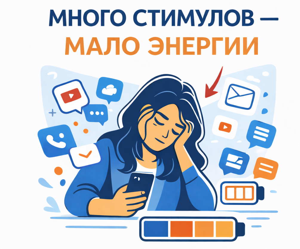Постоянное переключение внимания выматывает сильнее, чем работа.