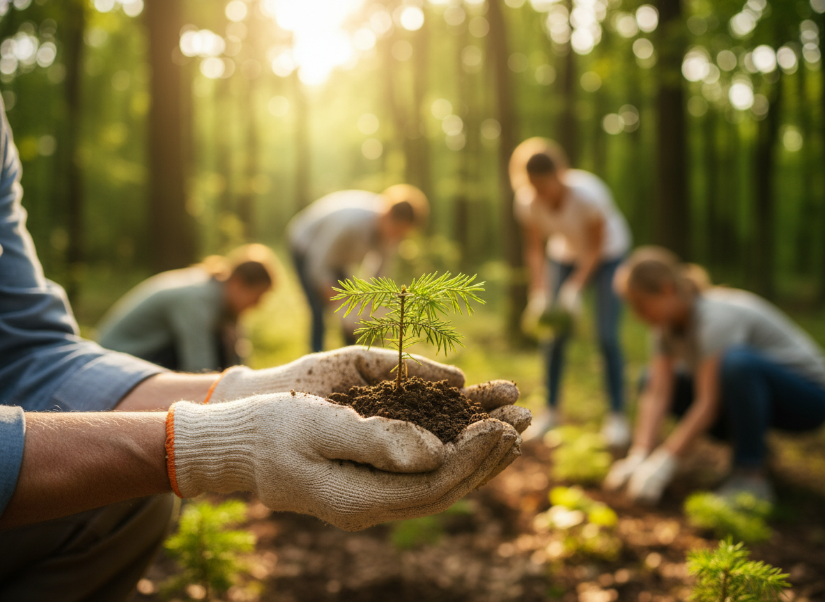 Эти руки построили дома, вырастили детей, прожили целую жизнь. А теперь они сажают лес — чтобы после них осталось не только прошлое, но и будущее. Маленький саженец в больших ладонях — это и есть настоящее бессмертие.