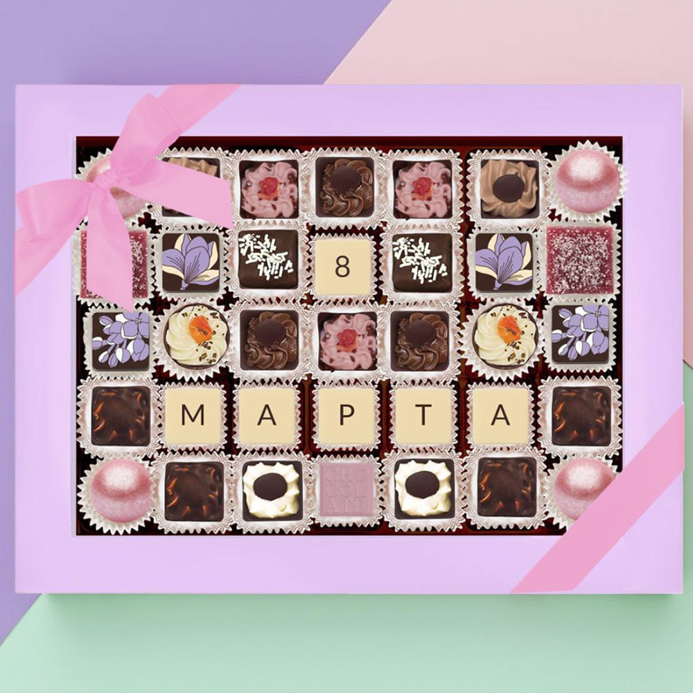 "8 марта" шоколадная телеграмма 35 конфет Арт: Ж-015/И.НБ90.350-з