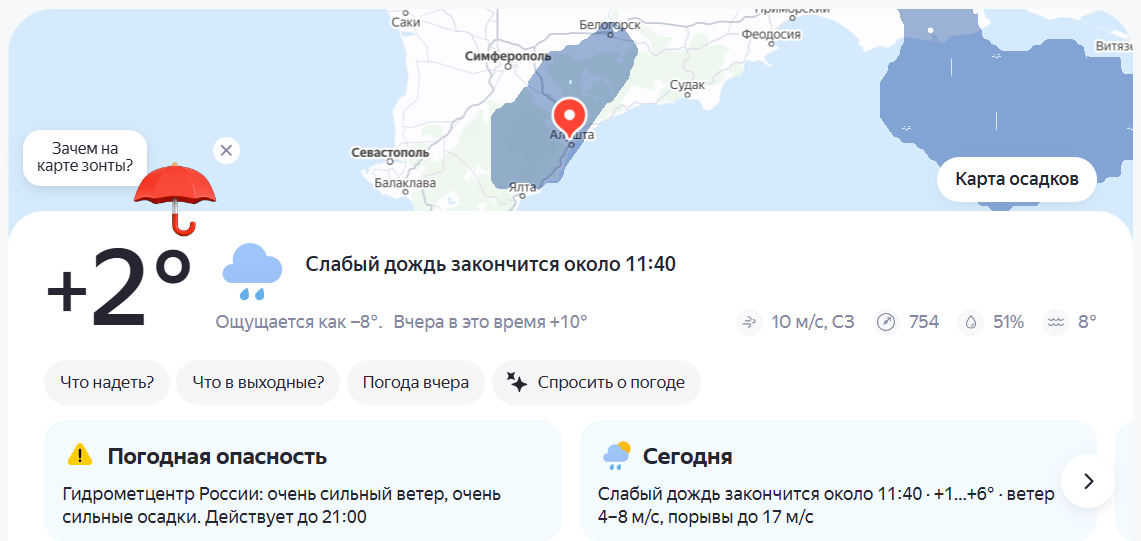 Скрин из Яндекс.Погода