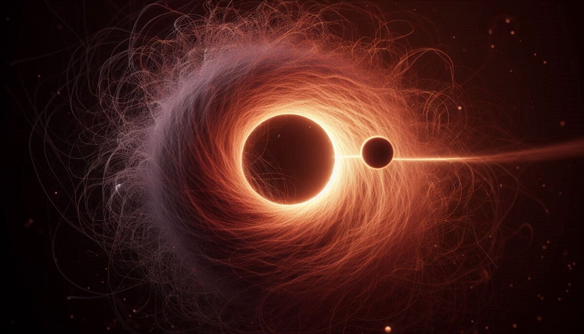 Теория фаззболов Самира Матура предлагает: чёрная дыра – это рыхлый клубок струн, простирающийся до того места, где должен быть горизонт. Никакой пустой области и стены нет.