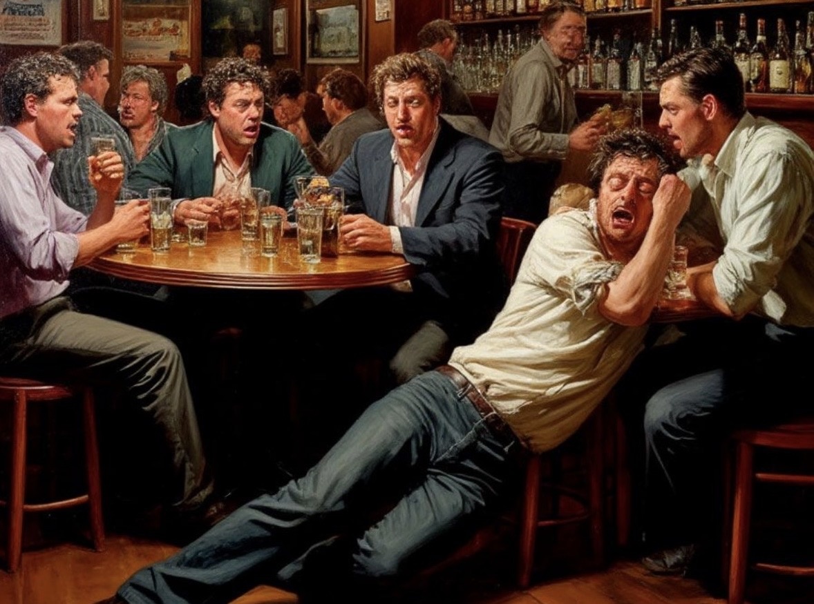 Алкоголики на работе.