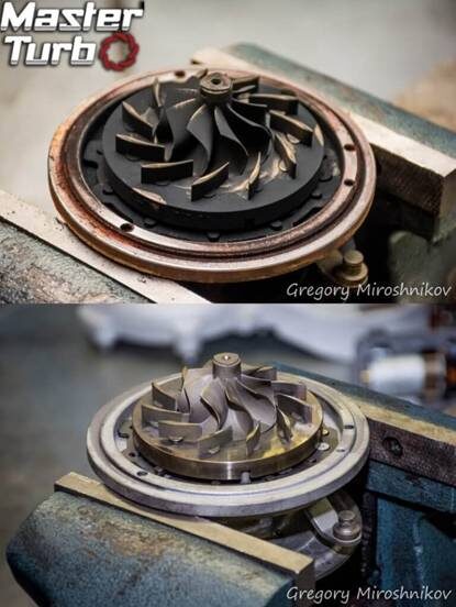 Механизм изменяемой геометрии. Закоксованный и чистый.