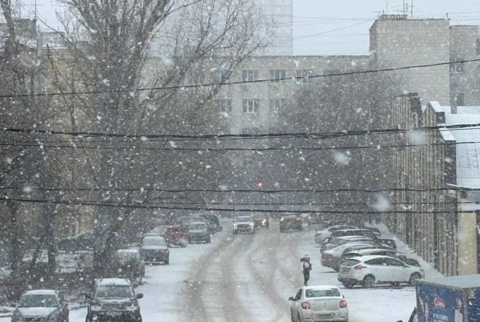    Снегопад начался в Волгограде 19 февраля. Антон ТИТОВ
