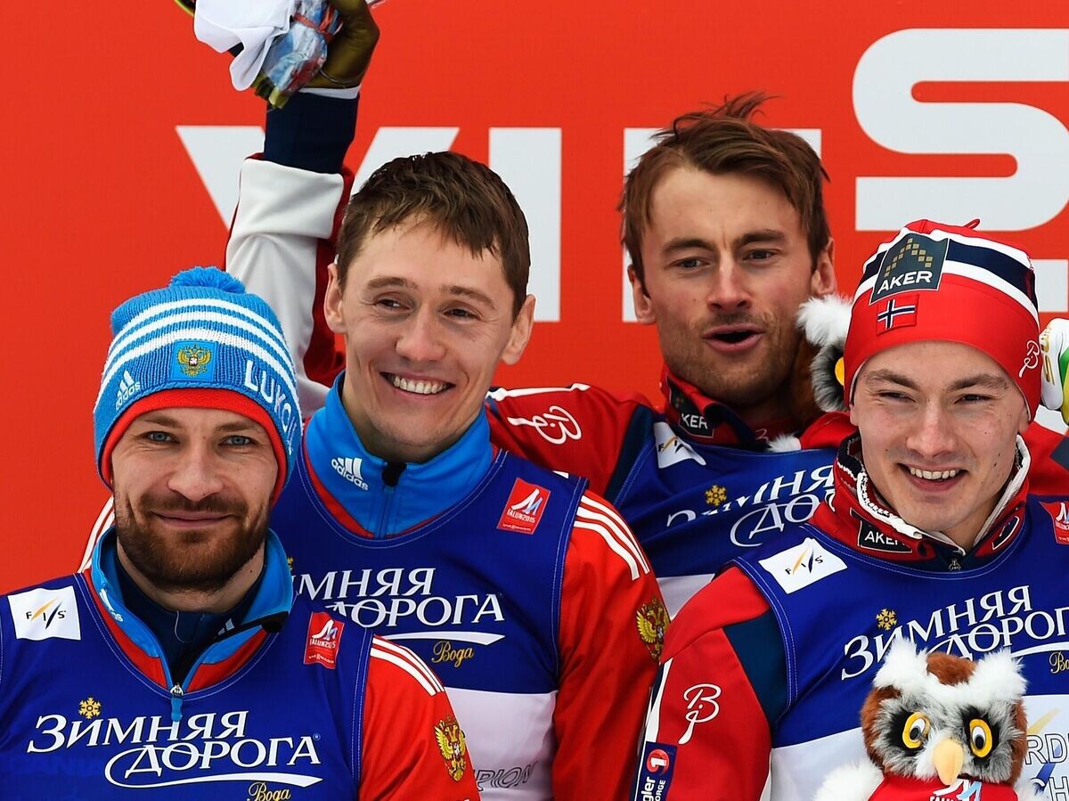    Алексей Петухов (слева) и Петтер Нортуг (второй справа) на чемпионате мира-2015 в Фалуне | © Getty Images / Mike Hewitt