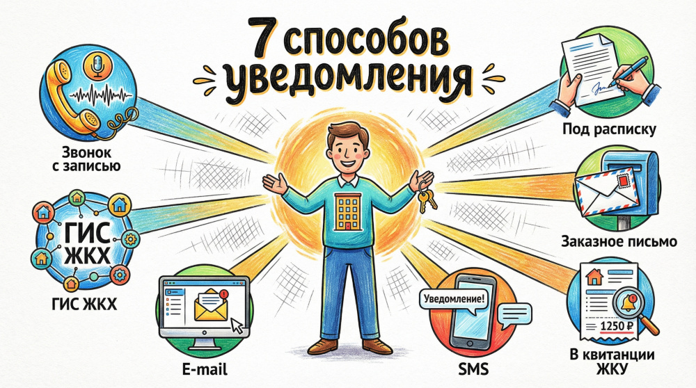    Закон предусматривает семь равноценных способов уведомления о проверке — каждый из них обязан фиксировать дату получения извещения собственником